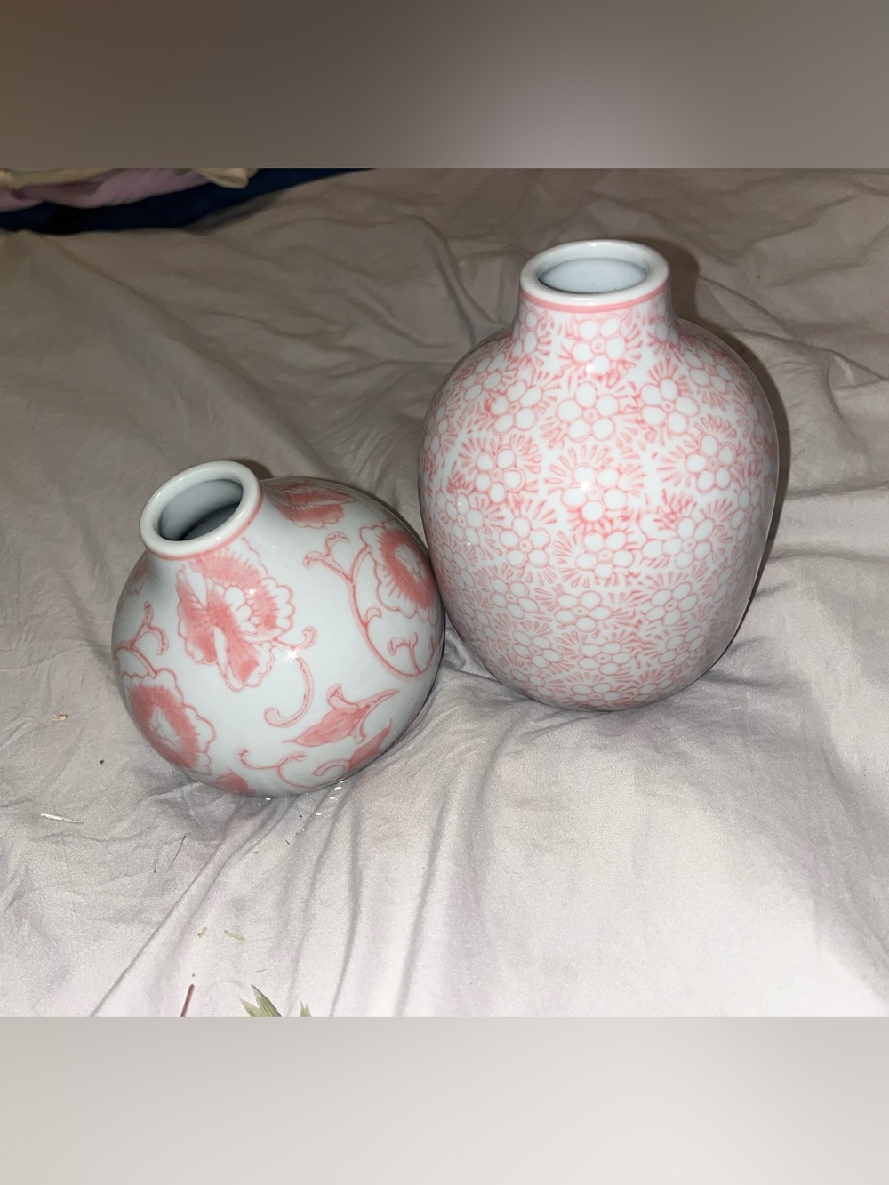 Twos A Company Pink Floral Ceramic Vases